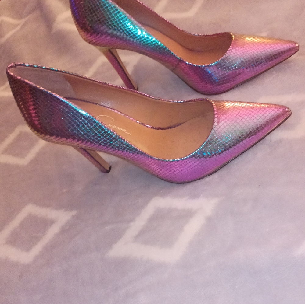 Jessica Simpson Cassani Pump Stillettos Heels Iridescent Mermaid